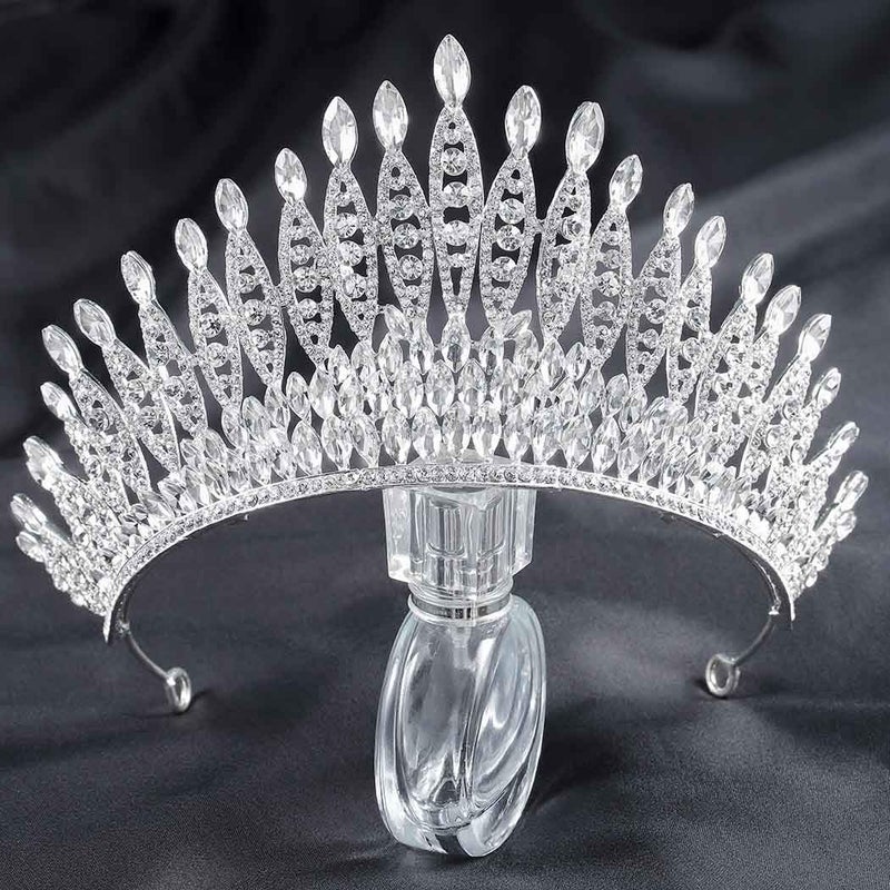 Aceorna Baroque Crowns and Tiaras Crystal Bride Wedding Queen Crowns for Brides and Bridesmaids Rhinestones Silver Tiara Decorative Bridal Princess Tiaras Hair Accessories for Women